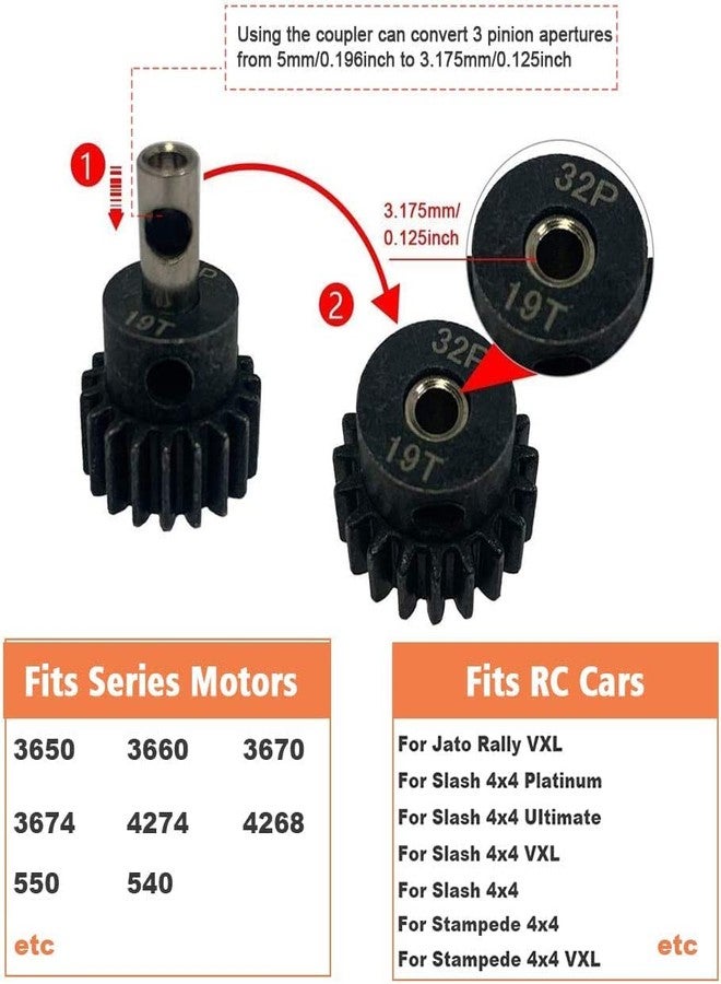 GLOBACT مجموعة تروس RC المعدنية الفولاذية 54T 32P ذات ترس رئيسي مع تروس صغيرة 15T/17T/19T، بديلة للرقم 3956، متوافقة مع سيارات Traxxas Slash 4x4 4WD/2WD/VXL Rally/Stampede 4x4 VXL/Summit/E-REVO/T-Maxx/Rustler 4X4 VXL - Image 2